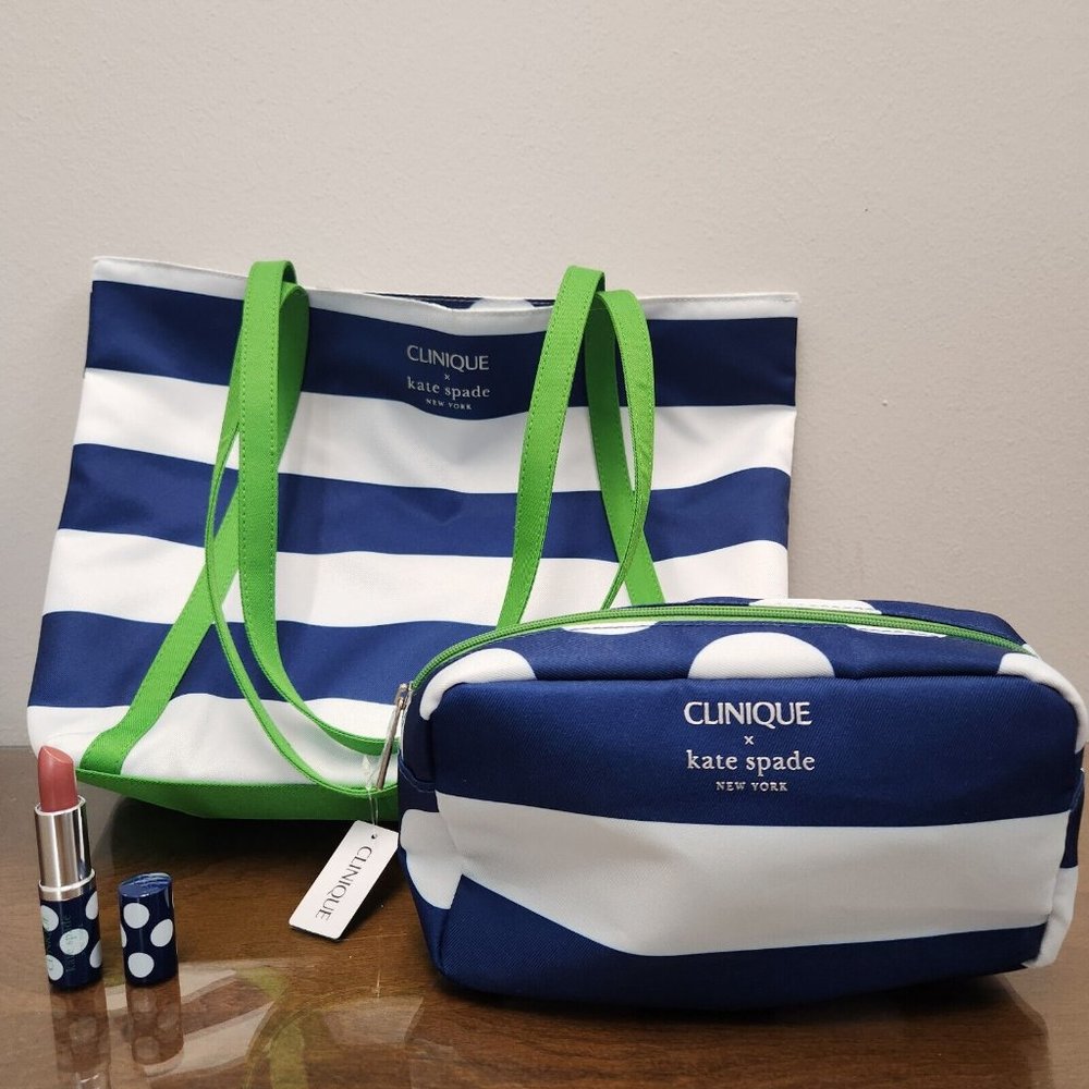 Clinique Kate Spade Tote, Makeup Bag, Lipstick Set
